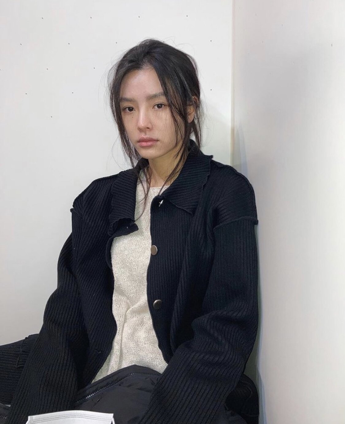 unique sei 韩国小众个性秋季新款螺纹反衬宽松针织开衫开襟衫女