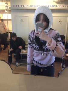 Unique SEI冬季氛围感复古北欧印花奶油粉休闲可爱雪花针织衫毛衣