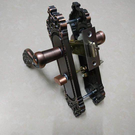 通用型红古欧式室内门执手锁 铝合金面板孔距15.5CM 单锁舌带钥匙