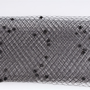 黑白色45CM欧美新娘网纱圆点点绒点面纱DIY头花头饰配件 服装辅料