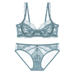 内衣大胸显小胸性感蕾丝超薄文胸聚拢收副乳防下垂上托胸罩套装女