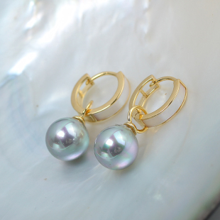 S925纯银电镀保色贝母珍珠耳钉耳饰空托DIY配饰配件气质简约送礼