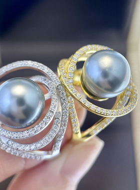 S925纯银绚丽鸟巢款珍珠戒指空托