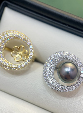 S925纯银闪耀精镶锆石珍珠戒指