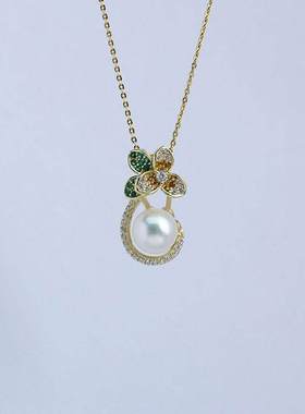 18k金吊坠配件镀空托项链