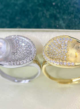 时尚S925纯银镶钻独特戒指空托