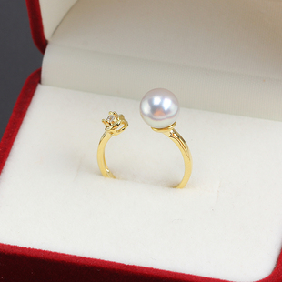 S925纯银 单钻精致款珍珠戒指开口空托DIY配饰配件送礼女百搭日常