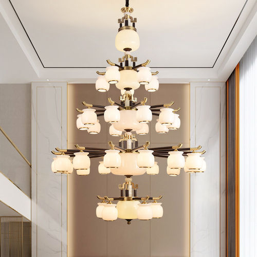 豪华新中式吊灯全铜实木