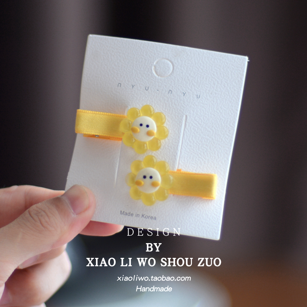 五对包邮儿童发饰宝宝可爱花朵小清新绿色布艺女童碎花边夹刘海夹