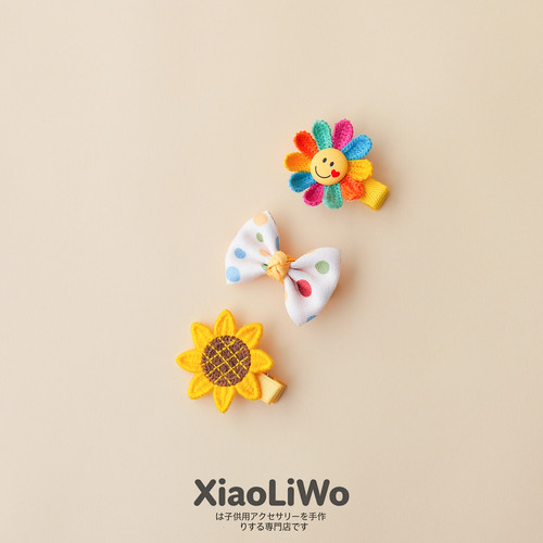 女童向日葵蝴蝶结发夹不伤发