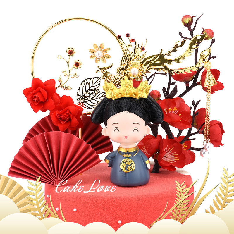 烘焙生日母亲节妈妈装饰复古皇后娘娘蛋糕摆件母后凤凰女神插件