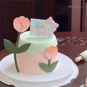 糖堡森林网红我爱你妈妈郁金香信封翻糖切模母亲节生日蛋糕模具