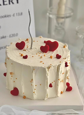 2.14情人节蛋糕装饰软胶红色爱心摆件简约情侣告白纪念日烘焙插件