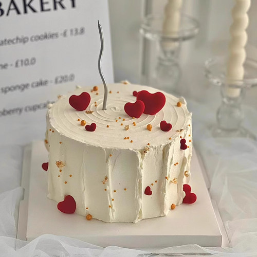 2.14情人节蛋糕装饰红色爱心摆件