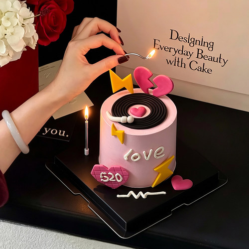 糖堡森林情人节520翻糖切模love闪电黑胶唱片机蛋糕烘焙爱心模具
