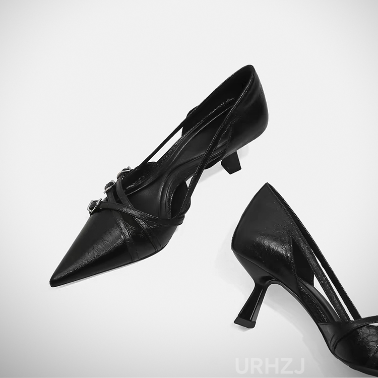 高跟鞋女2025新款细跟显瘦百搭通勤轻奢镂空尖头性感小猫跟工作鞋