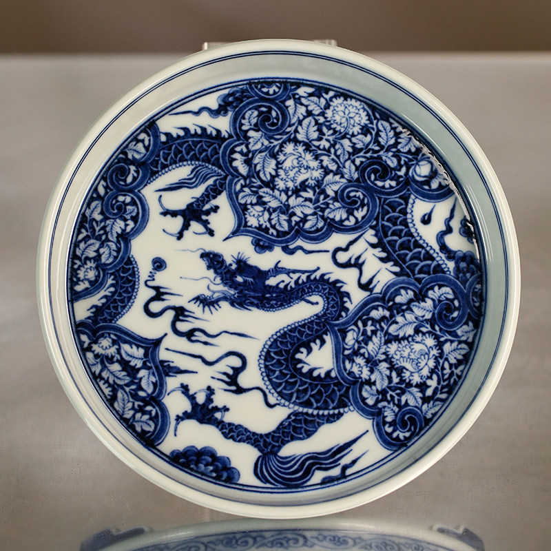 元黛工坊青花穿花龙纹大壶承