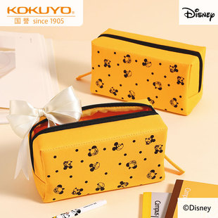 KOKUYO国誉迪士尼联名NEMUNEMU收纳包笔袋女不易变形中小学生拉链文具盒限定图案大容量铅笔袋女生小方砖笔袋