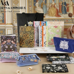 国誉VA博物馆联名硬面本A5笔记本加厚商务办公学习本子复古色记事本硬壳封面日记本学生用刷题中性笔文具笔袋