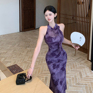 女装秋装150cm矮个子加小码XXS新款旗袍连衣裙花朵包臀裙女