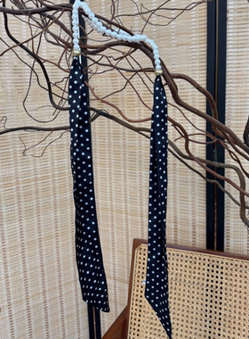 （千金）时尚珠珠项链长条小丝巾飘带高级感领带