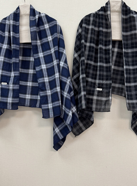 （仙女下凡）森系格子长款薄款围巾棉韩系简约