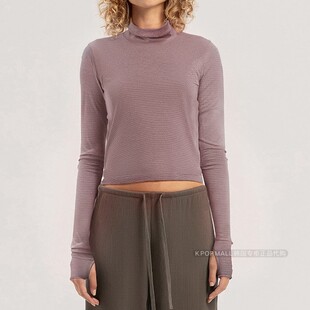 卷边高领瑜伽长袖 韩国代购 女款 运动上衣 BUDHI 舒适修身 MUDRA