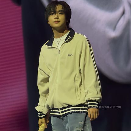 TRAVEL韩国代购NCTDREAM李东赫同款华夫格条纹夹克春秋季休闲外套