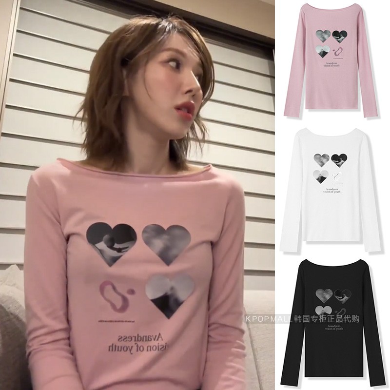 长袖韩版常规印花混纺女款修身