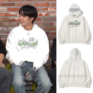 正品 TEKET 白色 WHOOSH字母连帽卫衣 韩国代购 YooSeonho同款