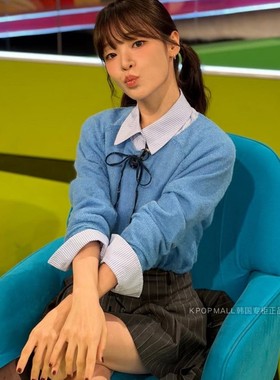 ANDNEEDS韩国代购 OHMYGIRL玄胜熙同款 船领透视针织衫 女款正品