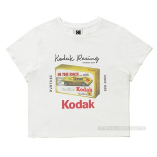 韩国代购 Kodak柯达印花短袖T恤女白色学院风宽松上衣