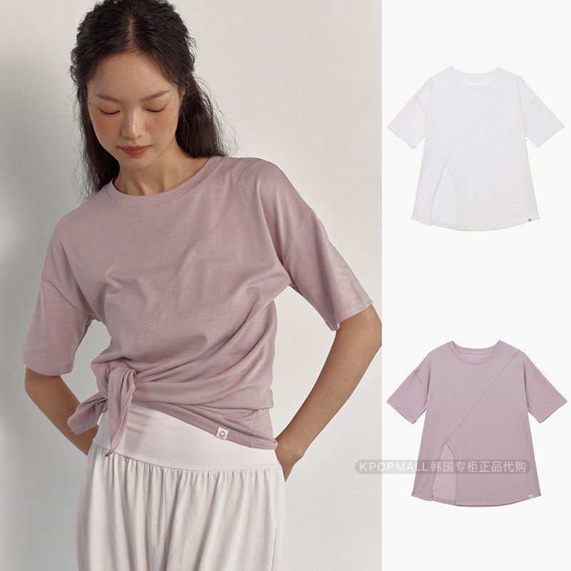 韩国代购 DHYANI 25夏季女斜裁开叉宽松运动速干百搭瑜伽圆领T恤,运动/瑜伽/健身/球迷用品,瑜伽t恤,淘宝优惠券,粉丝福利购,淘宝优惠卷