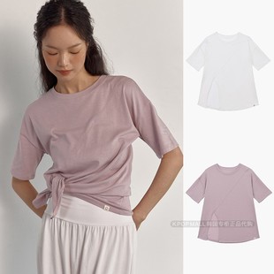 女斜裁开叉宽松运动速干百搭瑜伽圆领T恤 25夏季 韩国代购 DHYANI