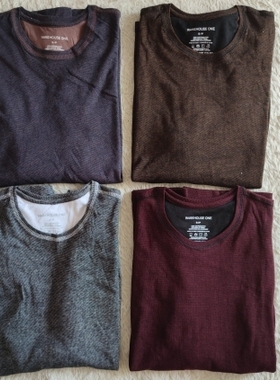 Warehouse one男长袖T恤圆领纯棉宽松大码美式复古