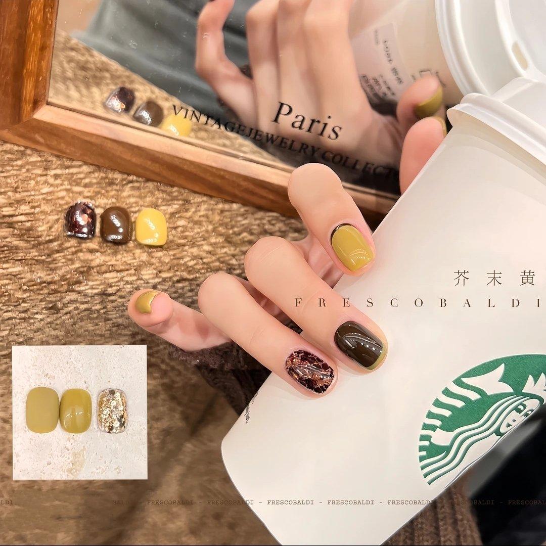 小颖美甲-芥末黄纯色胶方瓶15ml瓶装显白套装秋冬热卖色指甲油胶