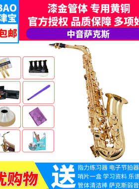 津宝JBAS-200中音萨克斯风中萨bE降E调漆金乐器初学学习演奏