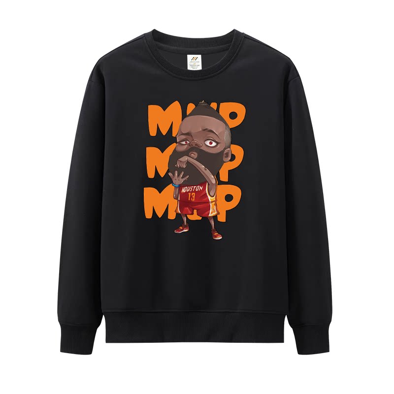 春秋冬季圆领卫衣美式篮球卡通Q版哈登男士外套休闲运动长袖卫衣