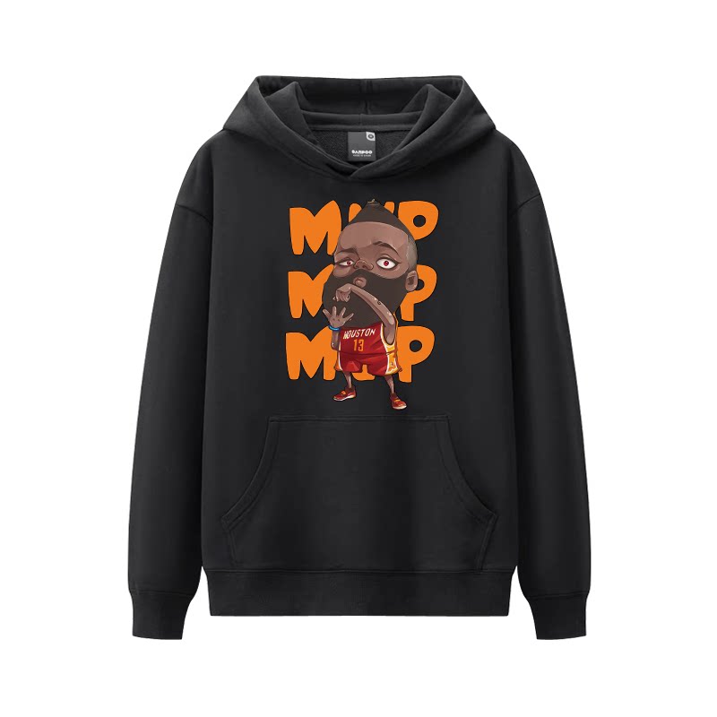 春秋冬季连帽卫衣火箭队哈登大胡子男士外套休闲运动长袖套头帽衫