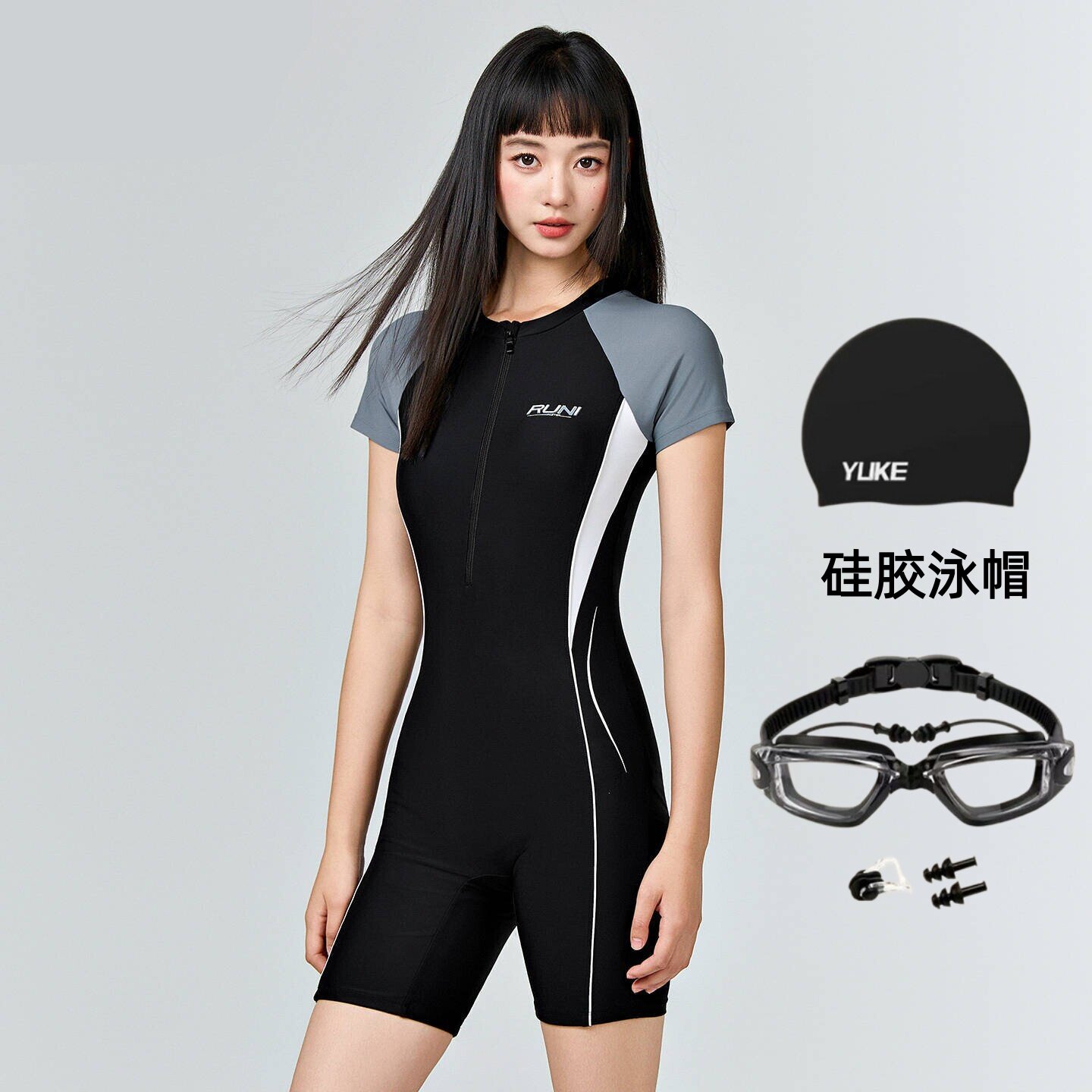 泳衣女新款成人连体大码显瘦泳装微胖女孩遮肉游泳馆专用竞速