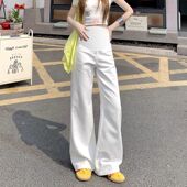 孕期直筒拖地长裤 白色孕妇阔腿牛仔裤 2026新款 外穿春装 子春夏薄款