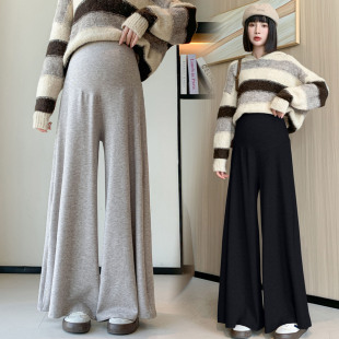 宽松显瘦休闲托腹裙裤 外穿2025新款 子春秋冬季 孕妇九分糯米阔腿裤