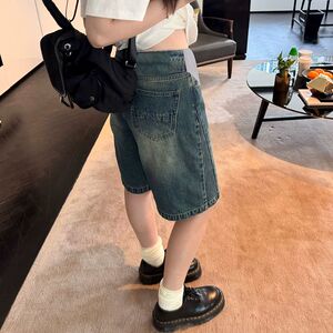孕妇阔腿牛仔裤春夏季薄款外穿2025新款宽松托腹短裤直筒五分裤子