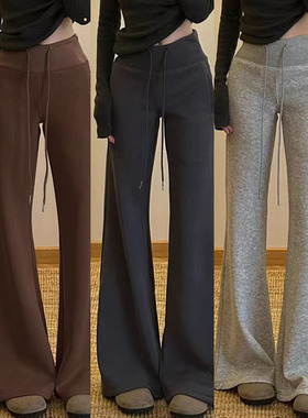 孕妇微喇裤子秋冬季加绒加厚款外穿不勒肚子孕期托腹保暖打底卫裤