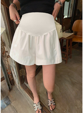 白色孕妇阔腿短裤夏季薄款外穿2025新款不勒肚子宽松显瘦托腹热裤