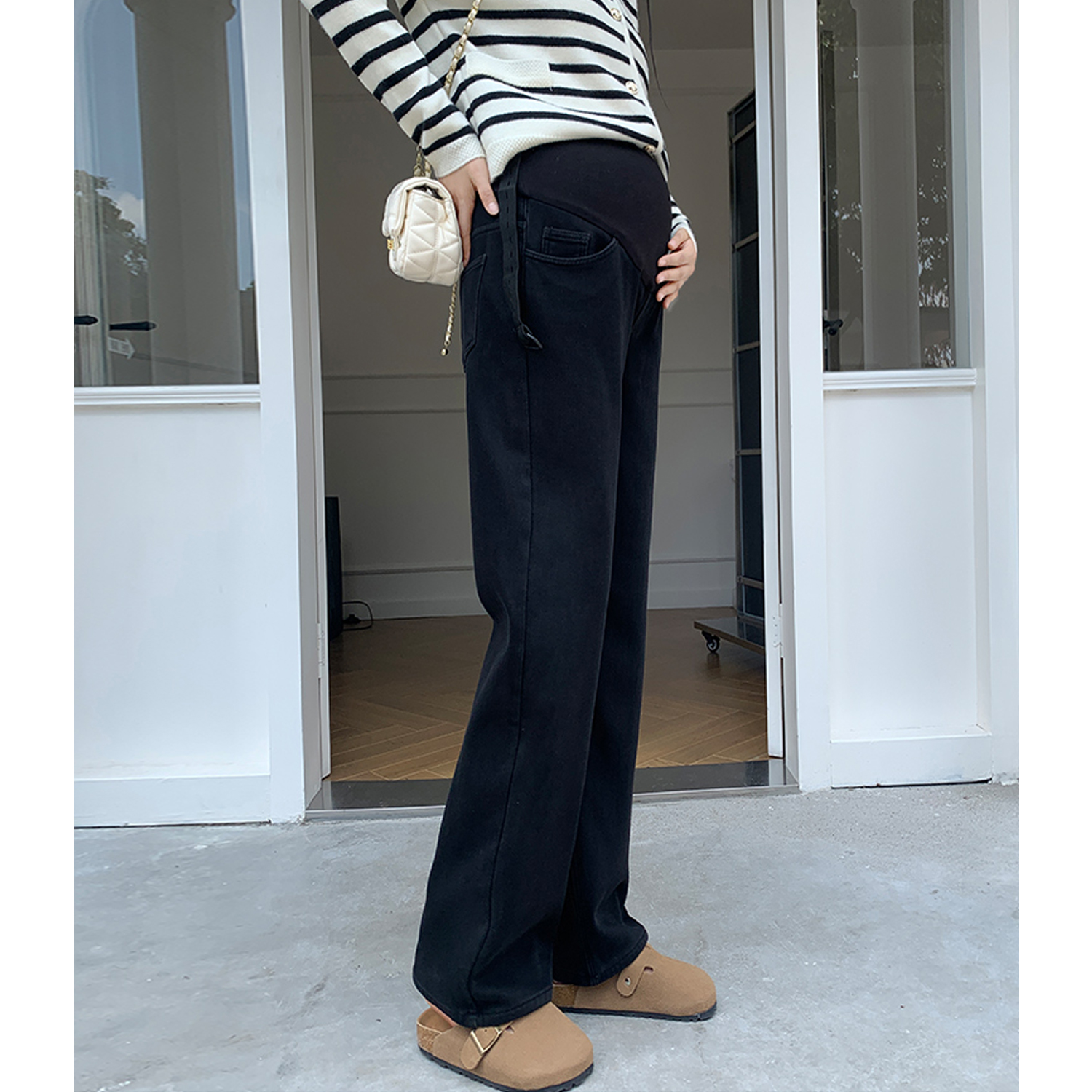 AUMS孕妇阔腿牛仔裤百搭显瘦