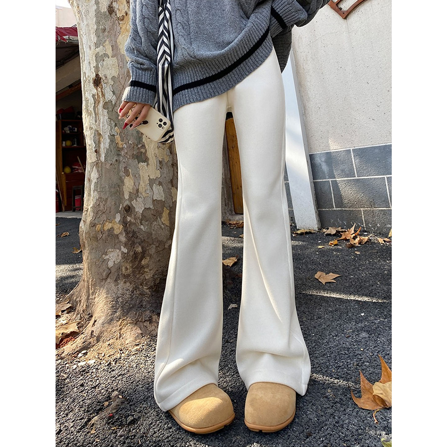 AUMS孕妇灯芯绒喇叭裤子百搭显瘦