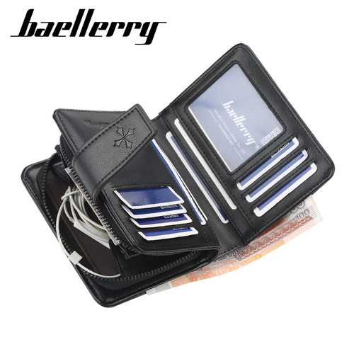 baellerry钱包男士短款韩版多功能竖款拉链零钱包多卡位软皮钱夹
