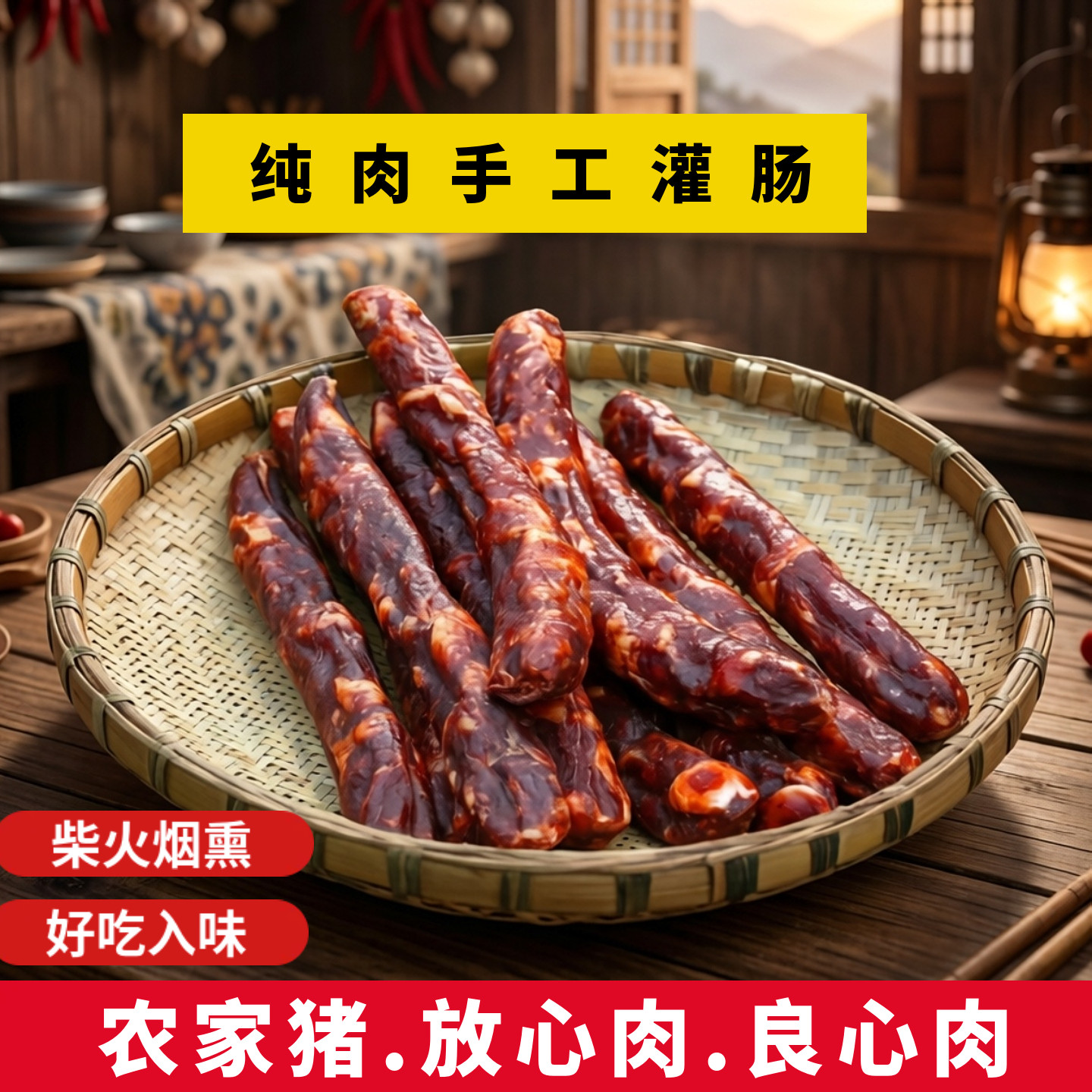 腊肠湖北特产香肠农家自制柴火烟熏土家麻辣原味纯肉手工恩施灌肠