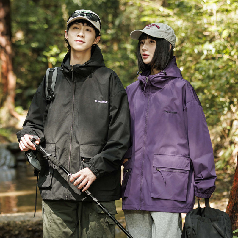 山系户外防水情侣春秋季冲锋衣男女三防登山服夹克外套-JK03-P68,男装夹克,星座307-3(原516-1)